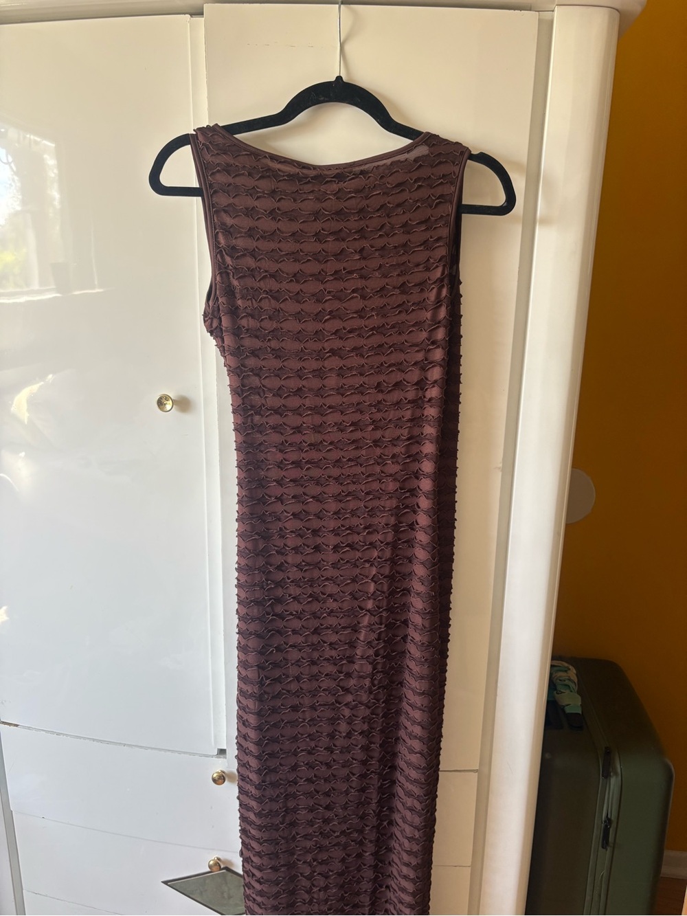 Peppermayo Chocolate Brown Textured Wrap Maxi Dress - Picture 3 of 3